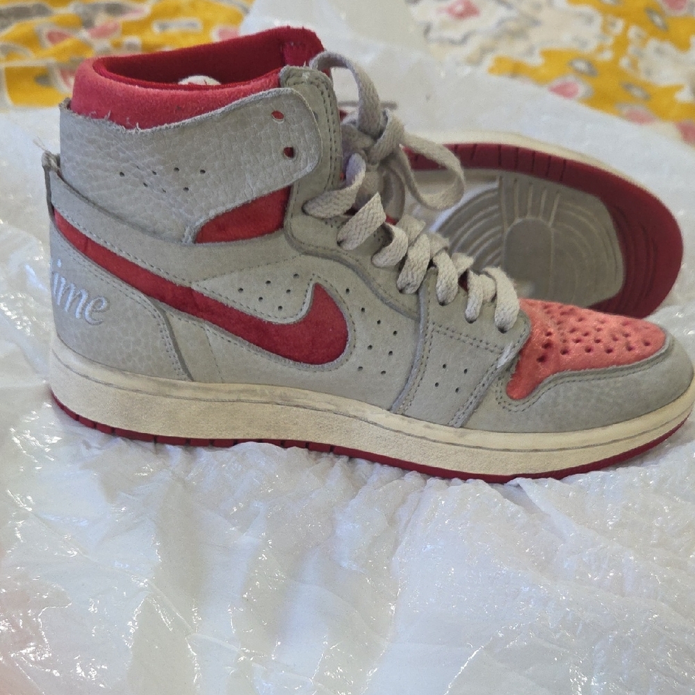 Nike High-Top Jordan Sneakers Red and Gray